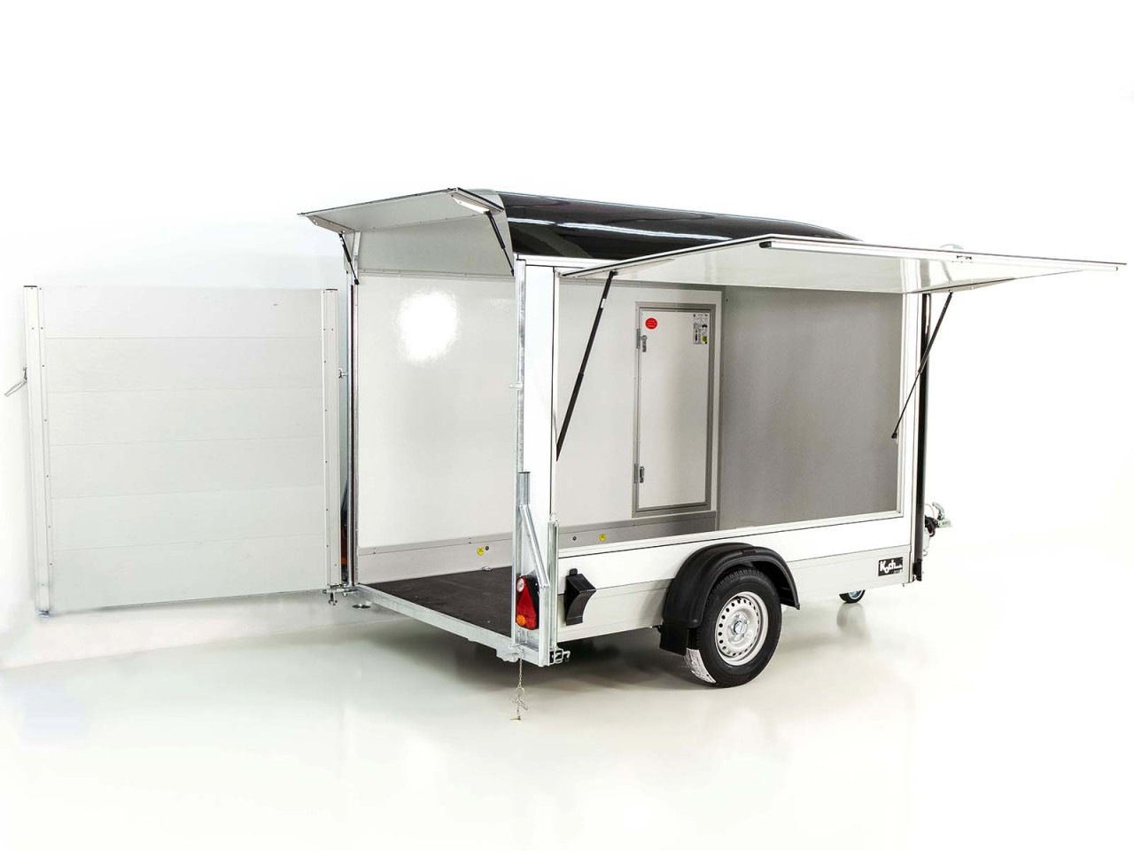 Debon Kofferanhänger C300 Sandwich 148x295cm H:190cm 1,3t, Alu, Polybug, Tür, Klappe, schwarz – Bild 2