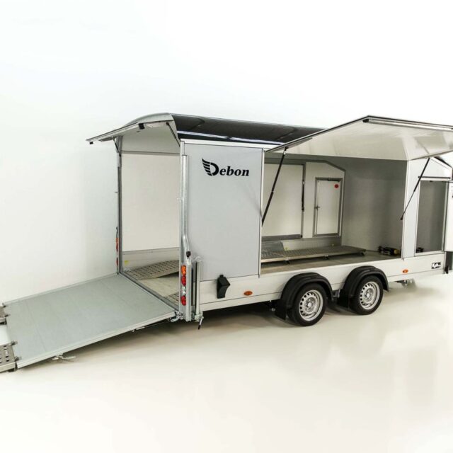 Debon Kofferanhänger Roadster C1000 200x500x200cm 3,5t schwarz - E-Winde -Erhöhungsrampen