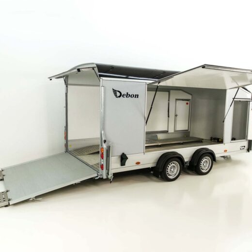 Debon Kofferanhänger Roadster C1000 200x500x200cm 3,5t schwarz - E-Winde -Erhöhungsrampen