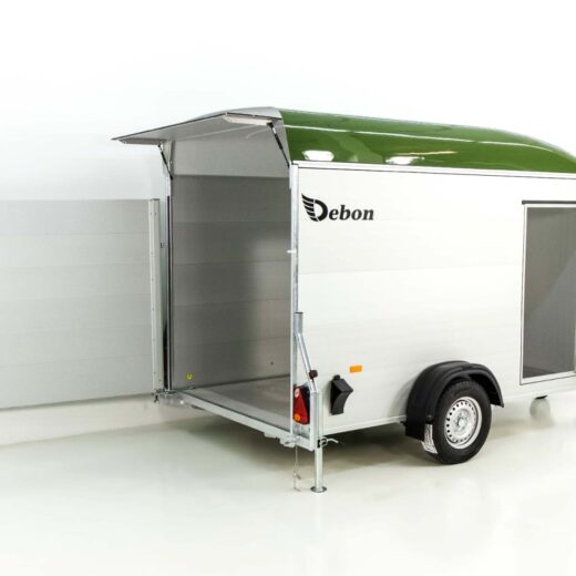 Debon Kofferanhänger C400 164x315cm H:200cm 1,3t, Alu, Polybug, Tür, olivgrün