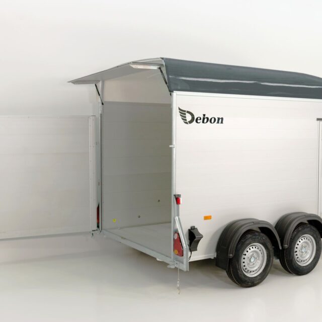 Debon Kofferanhänger C500 164x300cm H:200cm 2,0t, Alu, Polybug, Tür, grau