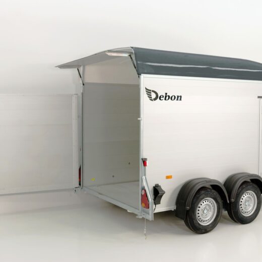 Debon Kofferanhänger C500 164x300cm H:200cm 2,0t, Alu, Polybug, Tür, grau