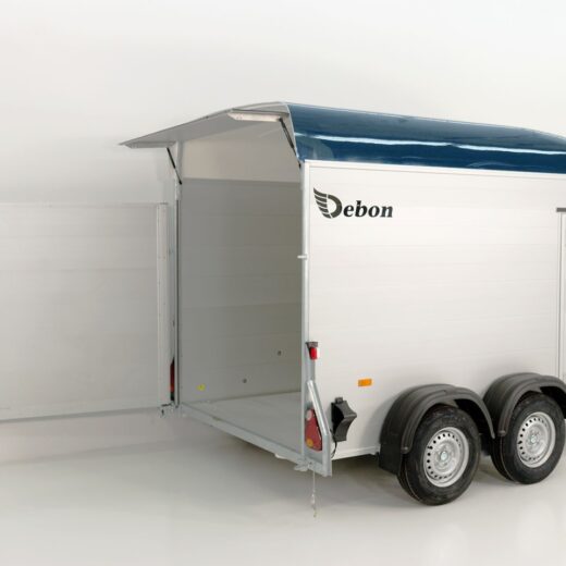 Debon Kofferanhänger C500 164x300cm H:200cm 2,6t, Alu, Polybug, Tür, blau